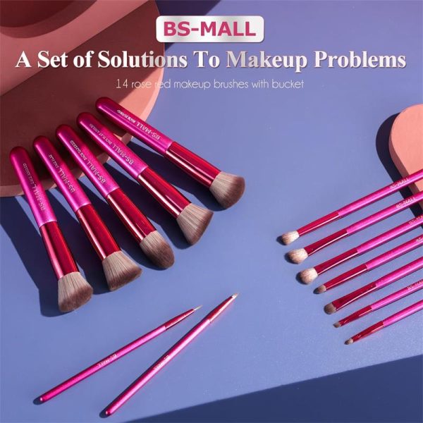 Makeup Brushes 14 pcs Makeup Tools Kit Premium Synthetic Powder Foundation Contour Concealers Lip Brushes with Makeup Sponge & Eyeshadow Applicator Kit