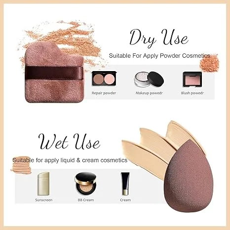 Makeup Sponge Set 7 Pcs with Kabuki Brushes